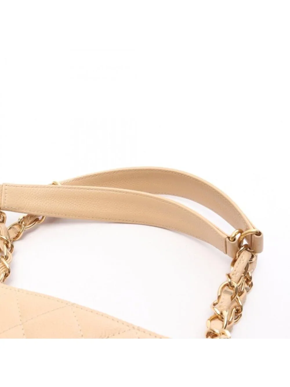 Chanel Tote Quilted Petite Shopping PST Beige Caviar Leather Chain